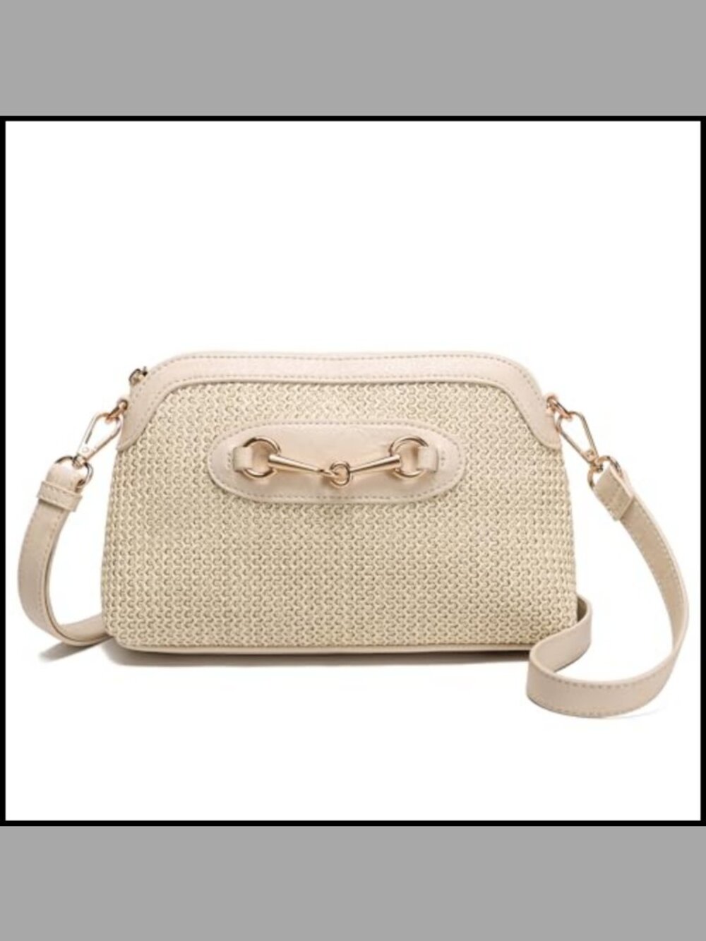 Faux Straw Crossbody Bag Small Woven Summer Purse Adjustable Strap Zippered